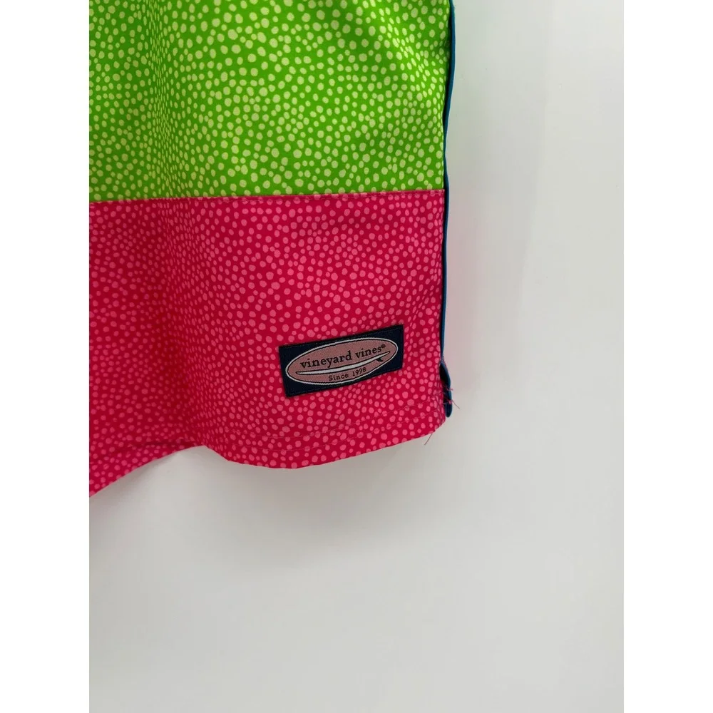 Vineyard Vines Mens XL Swim Trunks Colorblock Dot Board Shorts Blue Green Pink